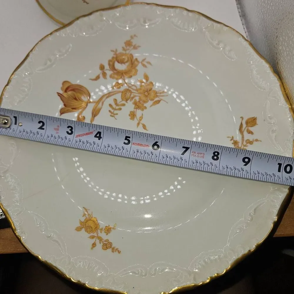 Vintage Limoges France Dinner Plate With Gold Roses